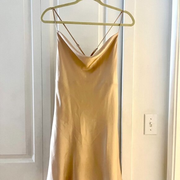 Shortended Show Me Your Mumu Verona Cowl Neck Dress in Champange - Picture 3 of 8